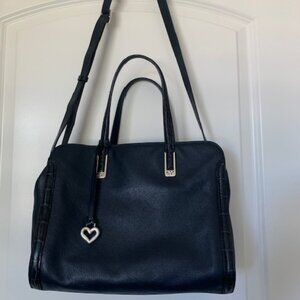 COPY - NWOT Brighton Raven Soft Satchel Pebbled Leather Crossbody Bag Heart Cha…
